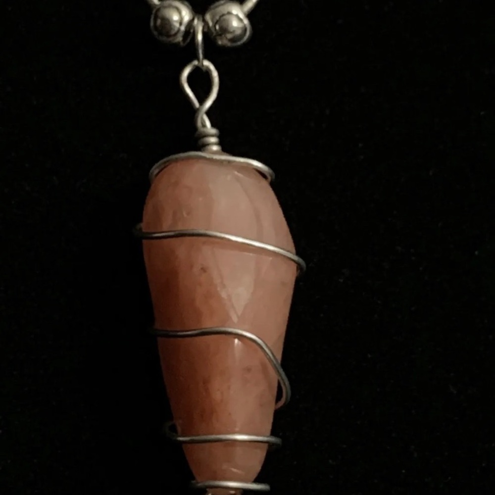 1.5” Hand Wrapped Aventurine Stone Pendant With  Free Silver Plated Necklace - Picture 2 of 6
